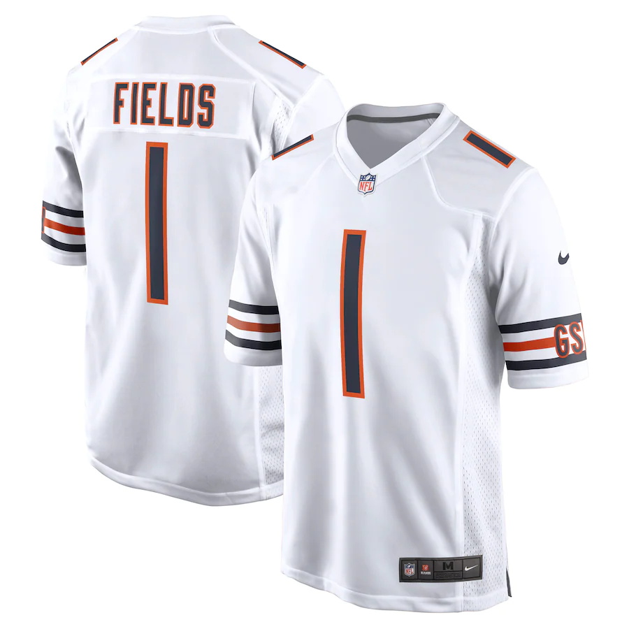Men Chicago Bears Justin Fields Nike White 2021 NFL Draft First Round Pick Limited Jersey